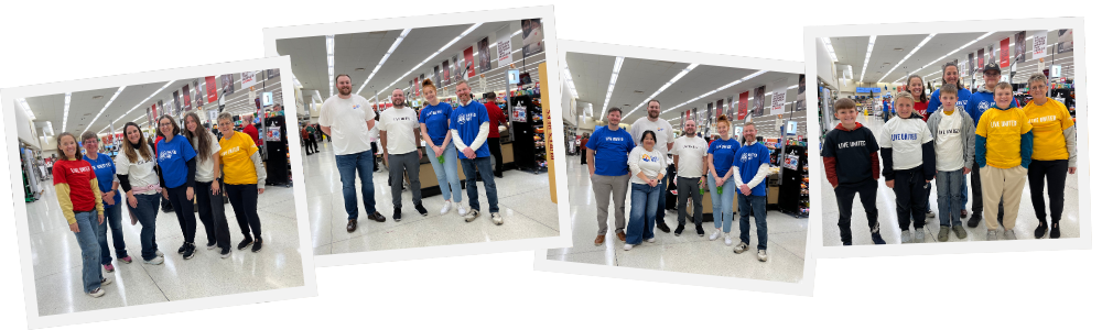 UWSWMN volunteers from Western Equipment Finance, Leading Edge Credit Union and Junior Achievement North help bag groceries at Hy-Vee