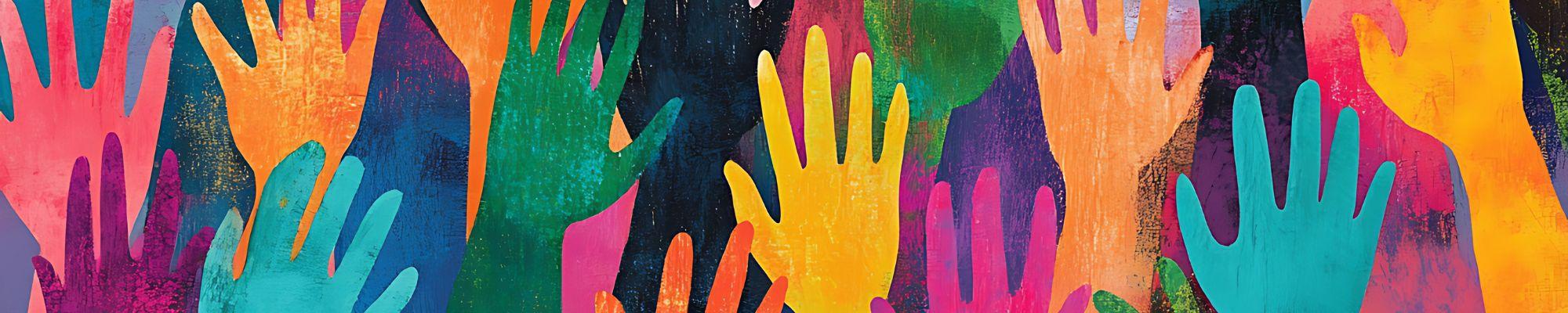 hands raised background